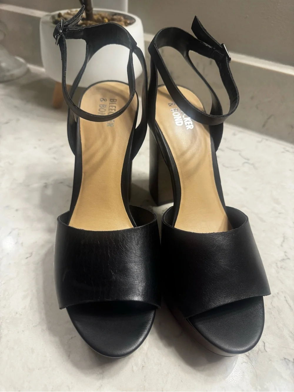 Block Heel Black Ankle-Strap Sandals by Bleecker & Bond